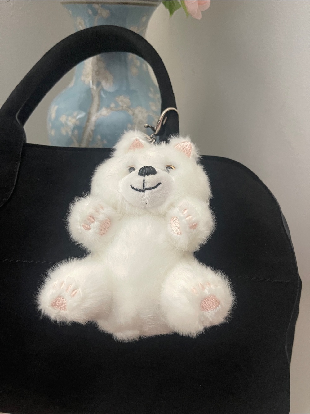 Plush White Bear Keychain Bag Charm
